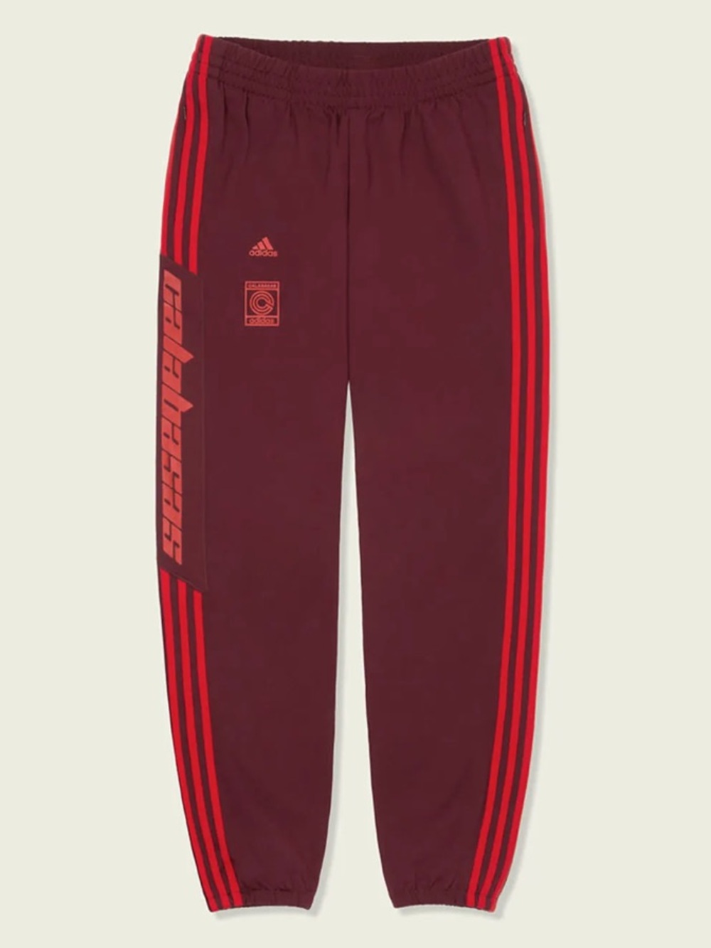 Yeezy Maroon Joggers with Red Side Stripes